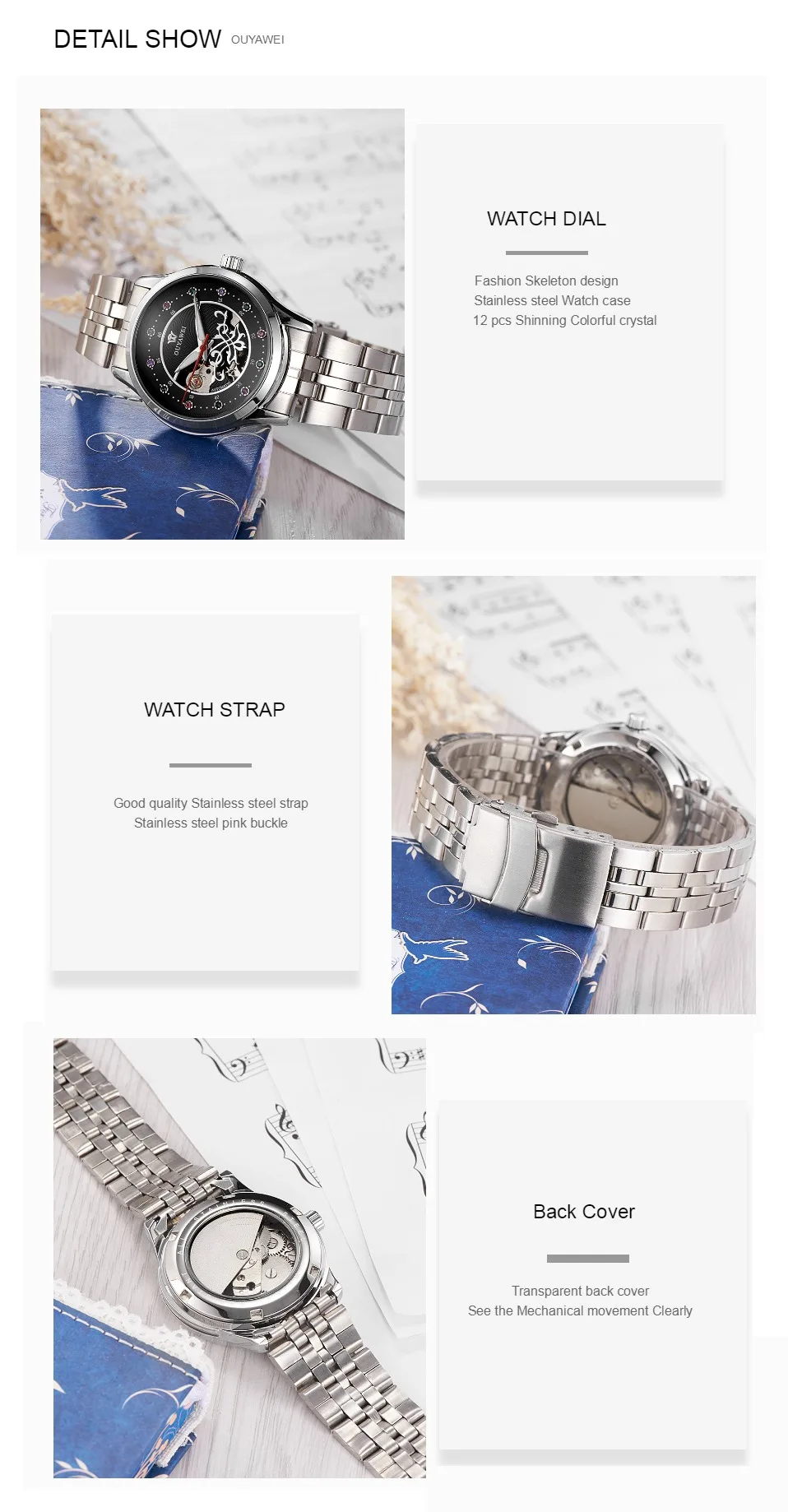 Reloj Mujer OYW модные женские часы механические Автоматические наручные часы movement полный стальной ремешок механические часы Relogio Feminio