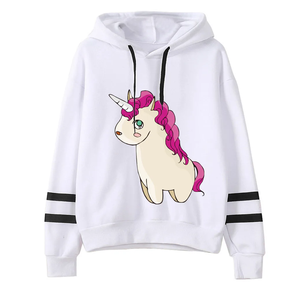Женские толстовки с капюшоном и принтом единорога kawaii harajuku длинными рукавами