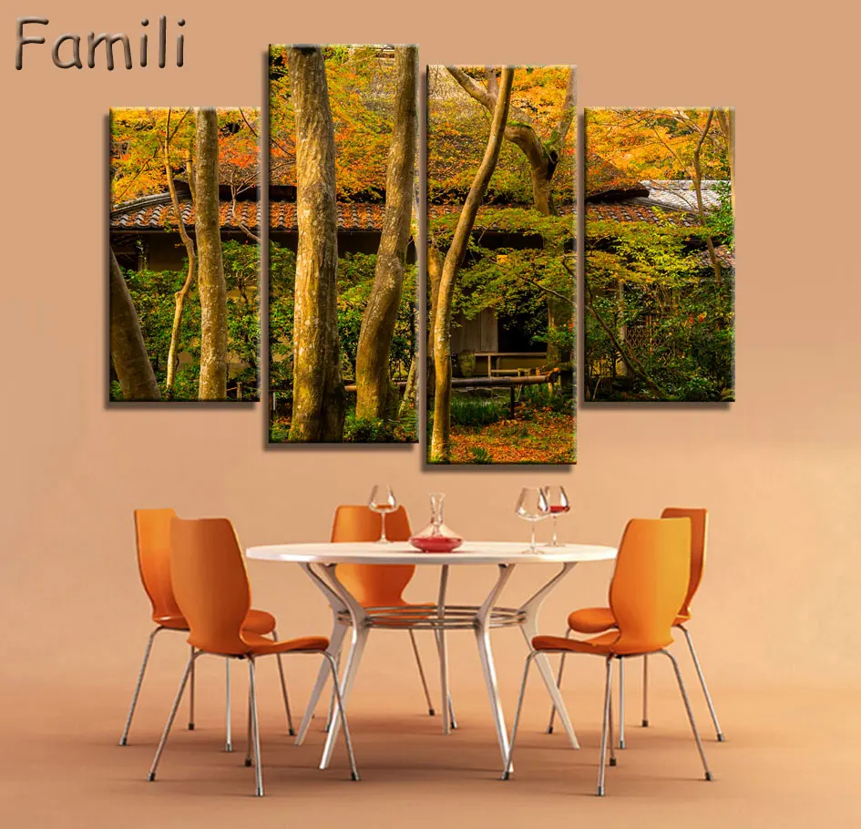 Картина на холсте с изображением осеннего водопада 4 шт.|picture for living room|canvas paintinghd