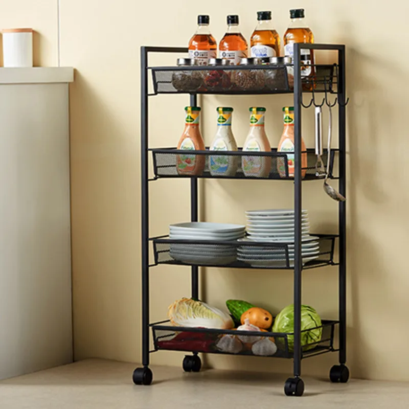3 слойный кухонный Органайзер с колесами подвижный Железный органайзер