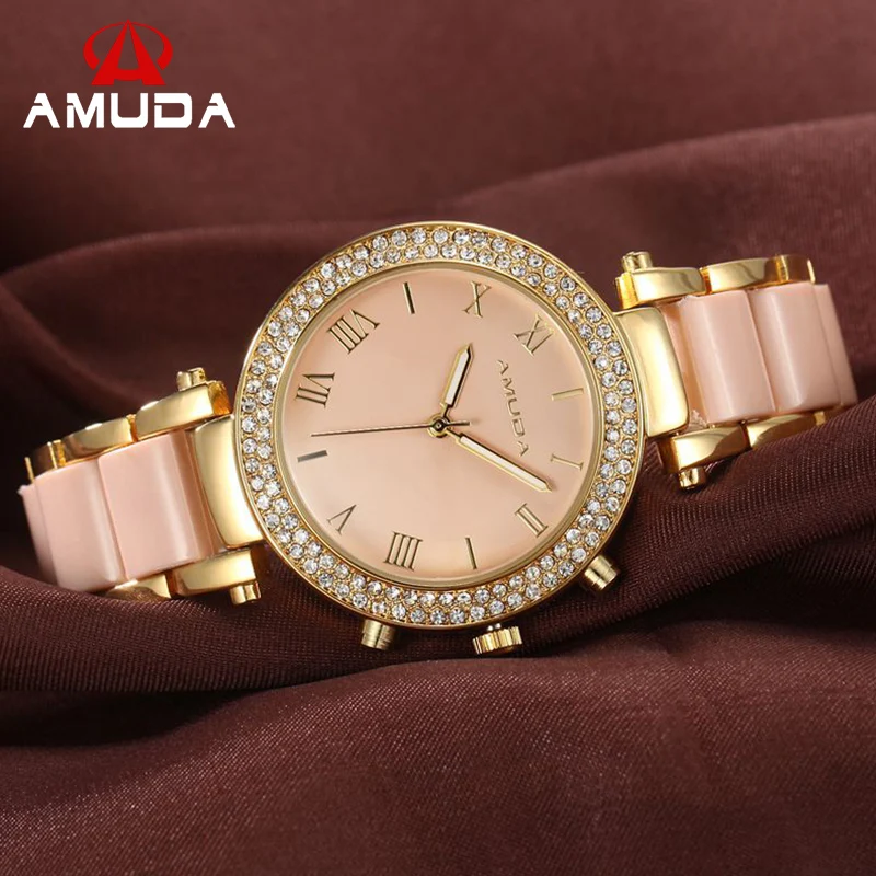 Бренд AMUDA Relogio Feminino женские кварцевые часы с бриллиантами Женские Модные