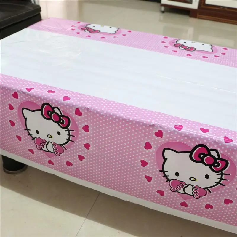 Горячая hello kitty полиэтиленовая скатерть для мультфильм для детского дня рождения вечерние пластиковая скатерть поставки одноразовые 180*108 см