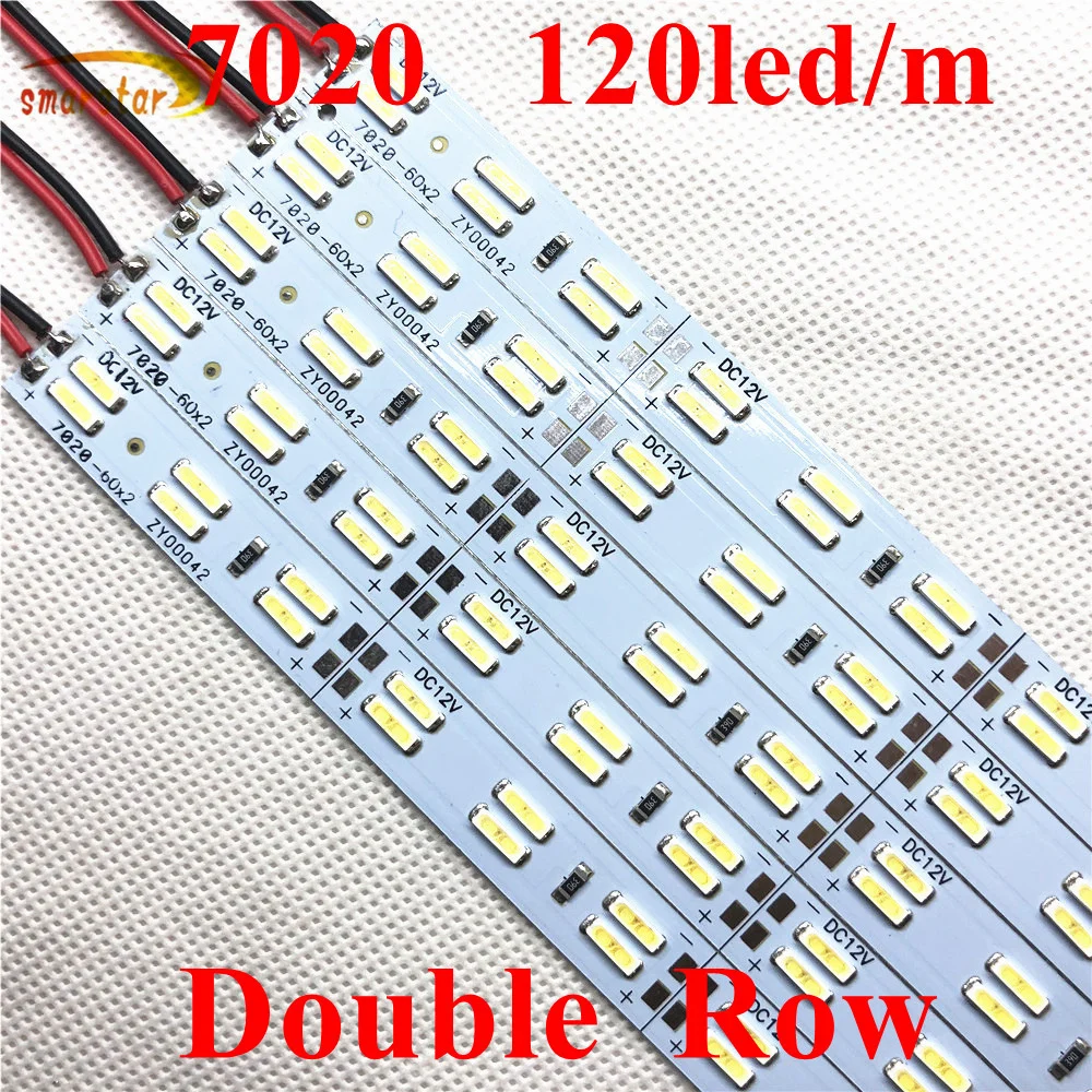 Smarstar 0.5 m Double Row 7020 Cool White Led Hard Strip Bar Light Rigid LED Lighting DC 12V 50cm 12 Watts Lights Lamp | Лампы и