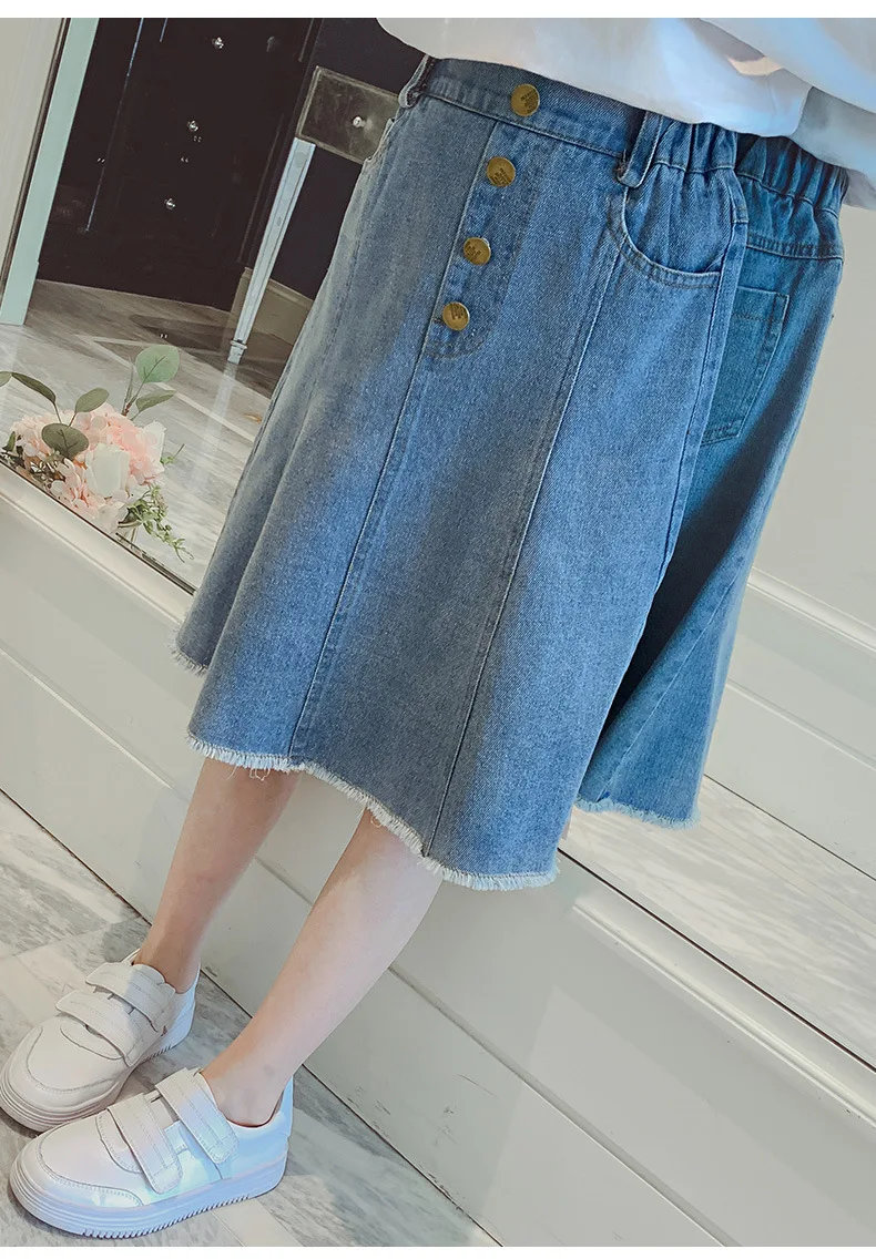 Джинсовая юбка для маленьких девочек Джинсовые юбки со звездами Детская Модные