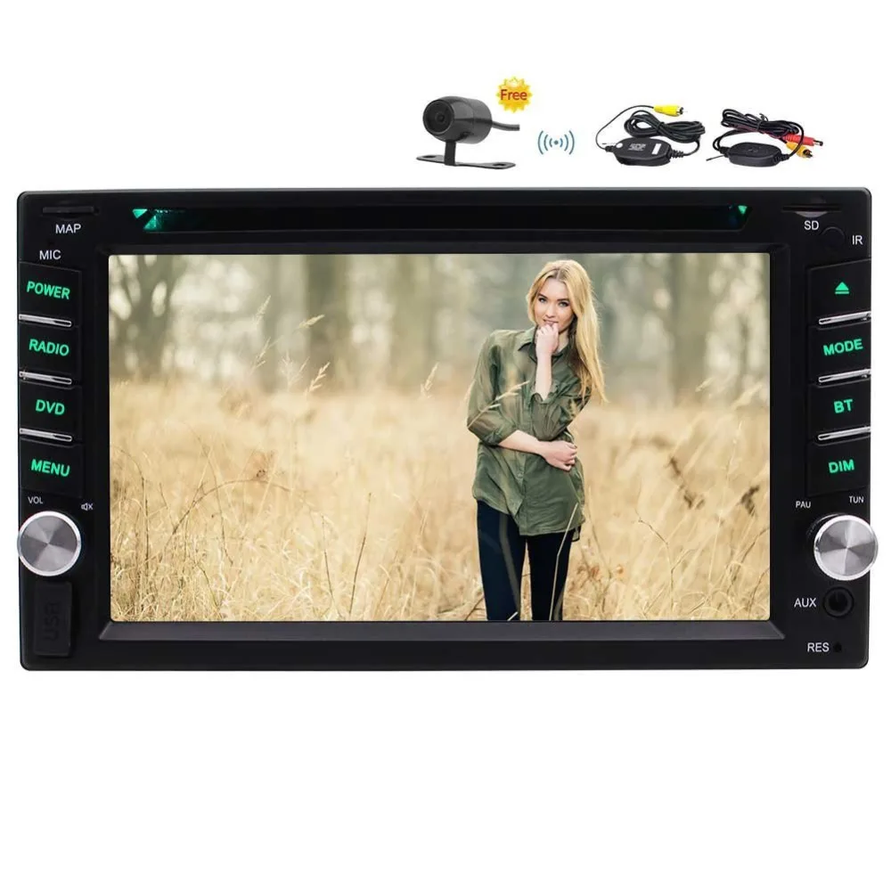 С беспроводной камерой! 2 Din автомобильный DVD CD Видео плеер Bluetooth FM/AM RDS радио стерео