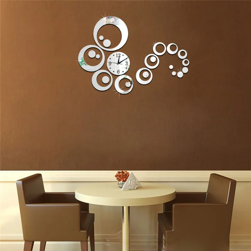 Circle Mirror Wall Clock Combination 70CM Large Size Background Stickers TV Home Accessories 2019 New | Дом и сад