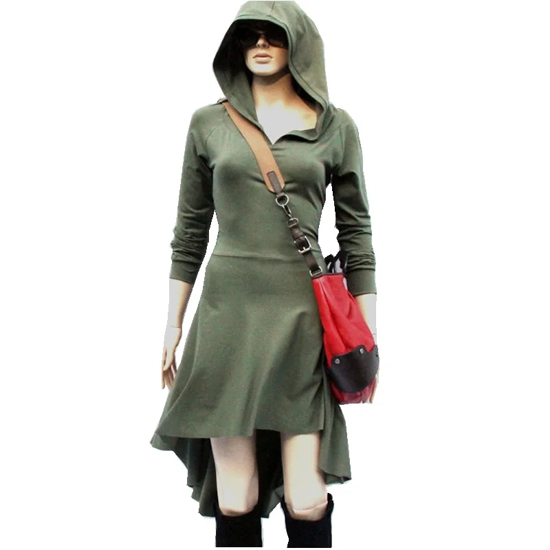 Женское винтажное платье средней длины с длинным рукавом и асимметричным