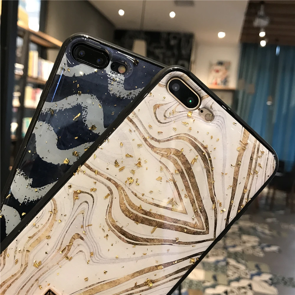 Роскошный блестящий чехол с золотой фольгой для телефона iPhone 7 8 6 6s Plus SE мягкий