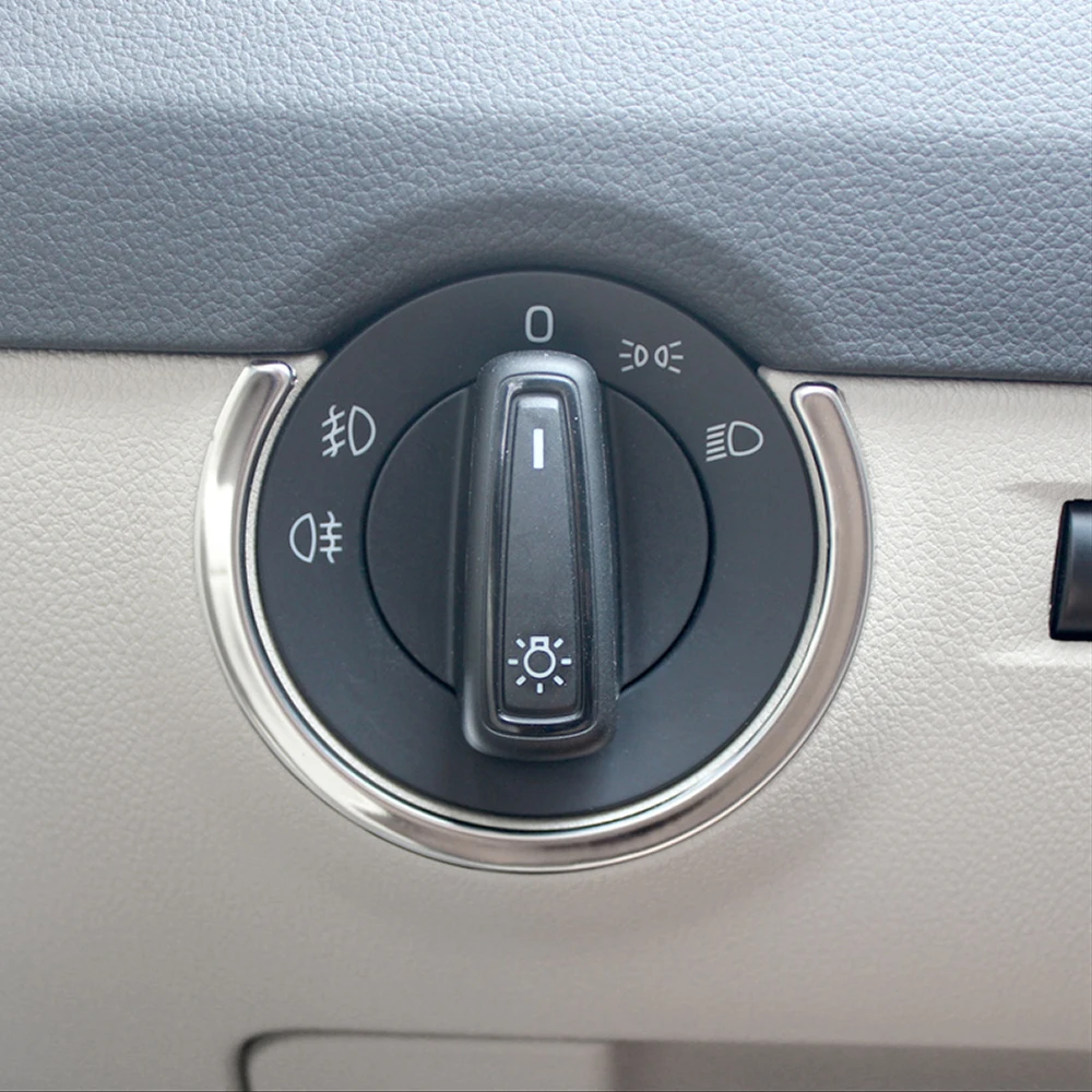 Для VW skoda octavia a7 2015 наклейка на крышку переключателя фары из нержавеющей стали