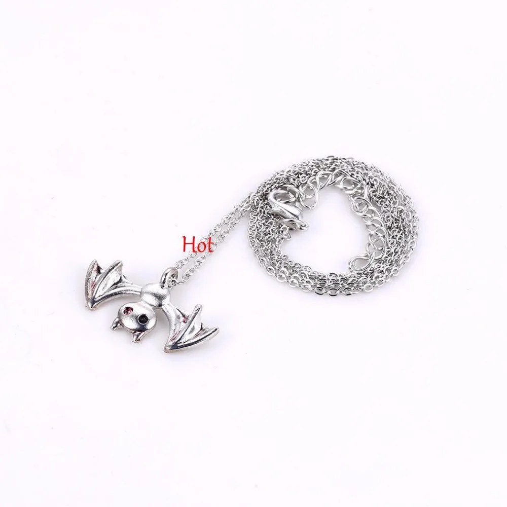 Цвет Серебро Золото панк готика Хэллоуин летучая мышь ожерелье свитер цепь