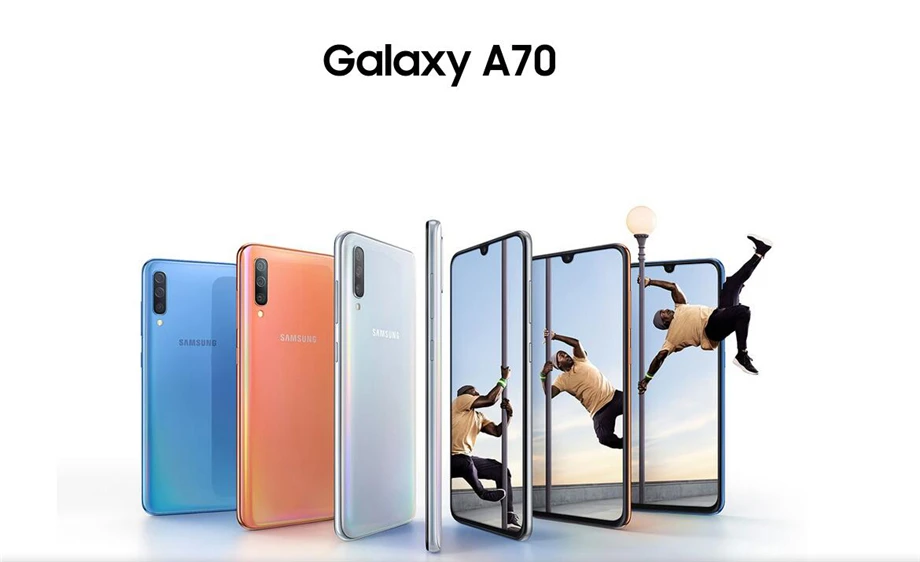 Samsung Galaxy A70 A7050, две sim-карты, четыре ядра, 6,7 дюймов, 4 камеры, 6 ГБ/8 ГБ ram, 128 ГБ rom, мобильный телефон Snapdragon 675, NFC