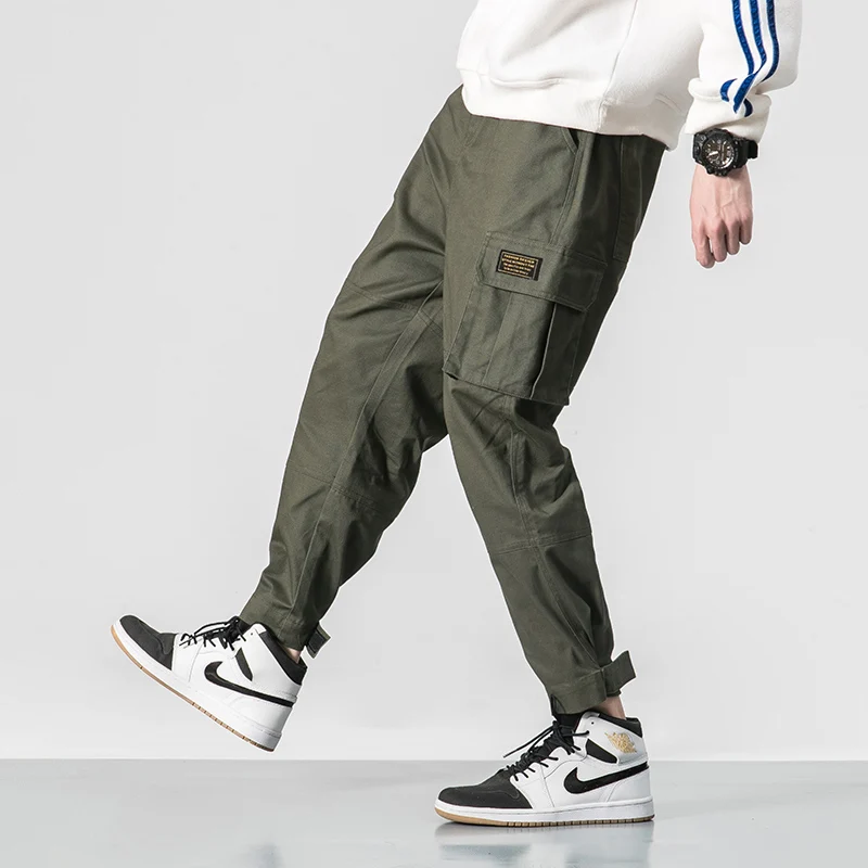

Мужские брюки-карго в армейском стиле, повседневные штаны-шаровары с несколькими карманами и эластичной резинкой на талии, модель 5XL, 2019