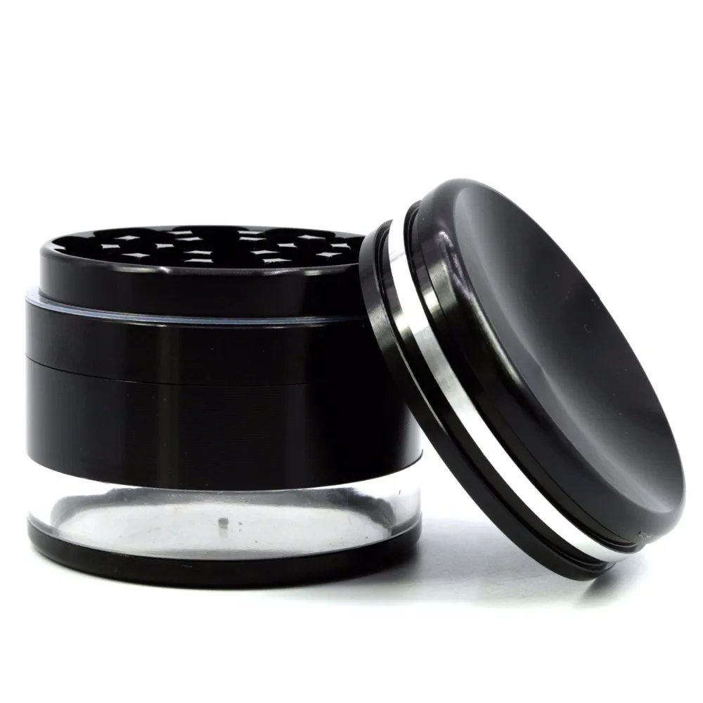 4 слоя из алюминиевого сплава травы табака smoke grinder 2 5 дюйма Диаметр прозрачное дно