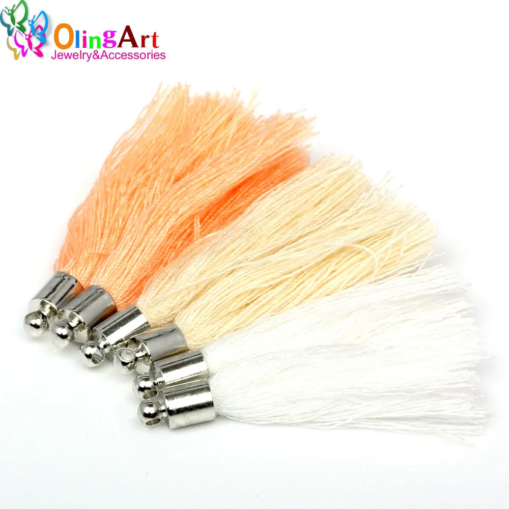 OlingArt 40 мм 6 шт смешанные цвета хлопок шелковый атлас амулеты кисточки DIY ожерелье