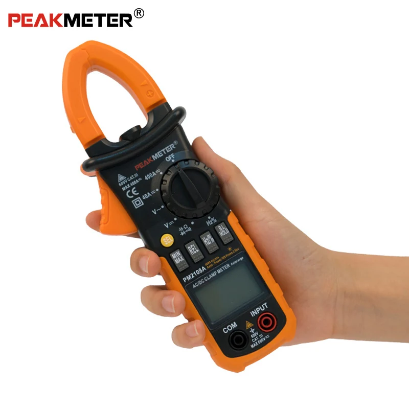 Официальный PEAKMETER PM2108A цифровой AC DC Клещи 4000 отсчетов Емкость Сопротивление частоты тестер земли мультиметр