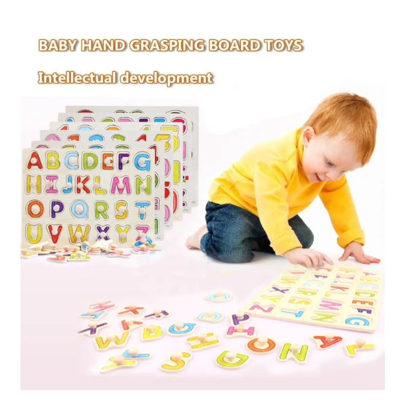 

Children Wooden Jigsaw Puzzles Hand Grab Toy Animals Fruits Car cognition Early Educational Toys English preschool Teaching Aids