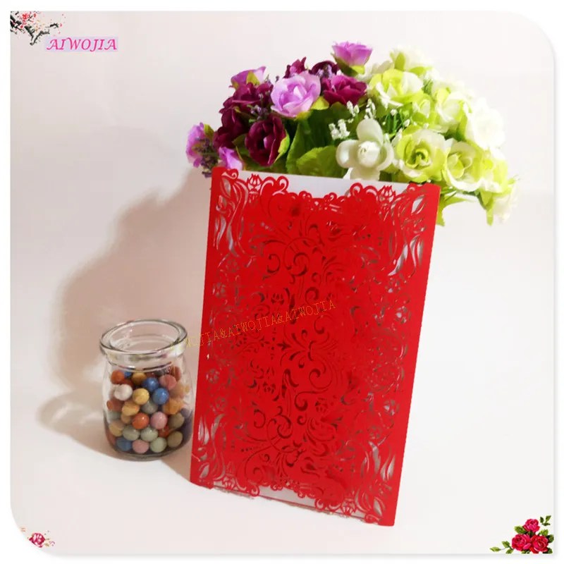 Кружевные свадебные пригласительные открытки с лазерной резкой пустой