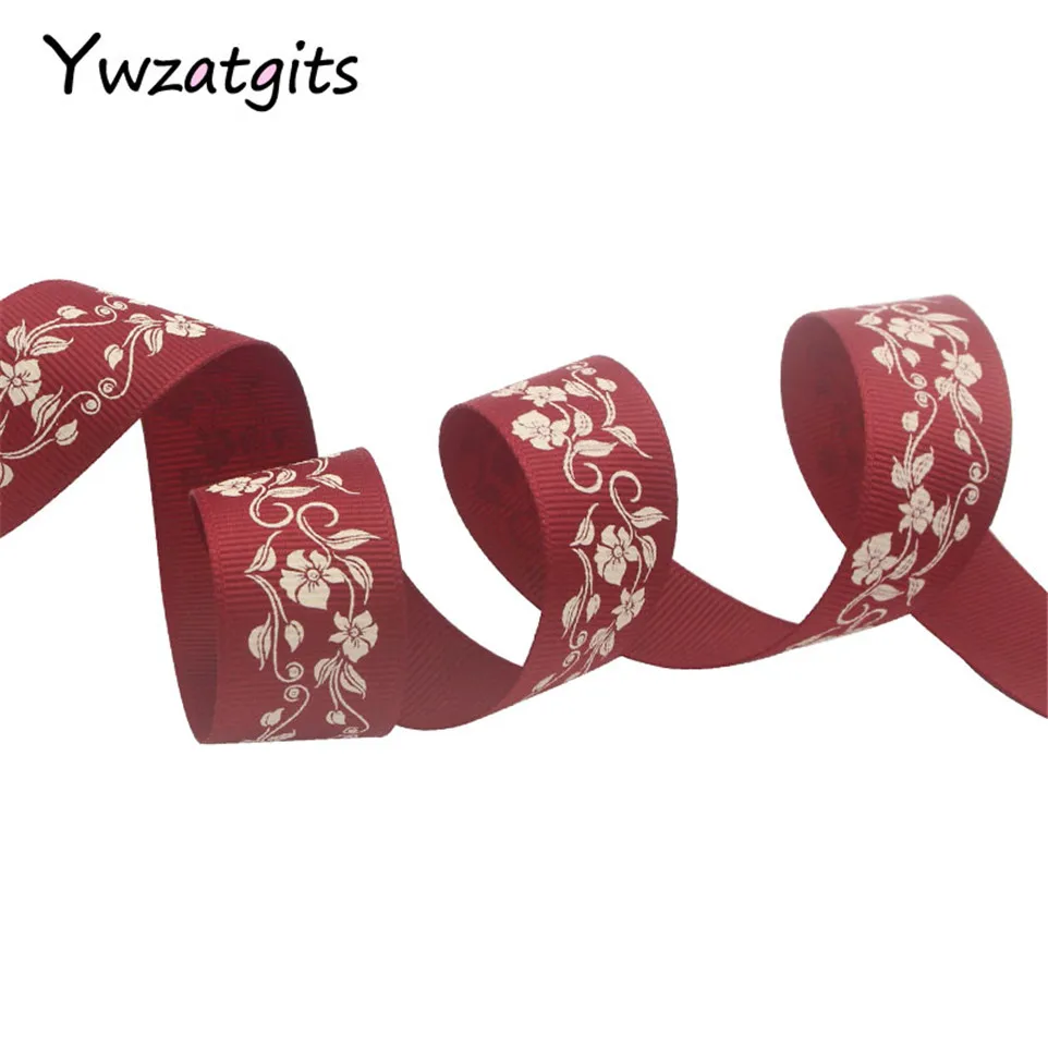 Ywzatgits 5/6 ярдов/партия 25 мм печатные цветы Корсажная Лента Сделай сам бант ремесло головной убор подарочная упаковка материалы ручной работы YS0507