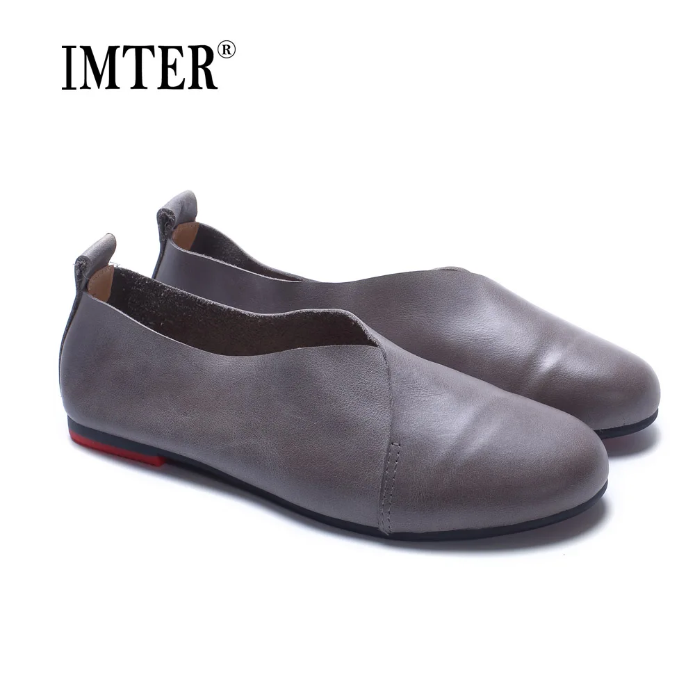 Женские балетки без застежки OhAnna черные/коричневые из натуральной кожи на