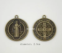 catholic religious gifts saint st st benedict holy medal charm pendant charms antique bronze plated diameter 2 3cm