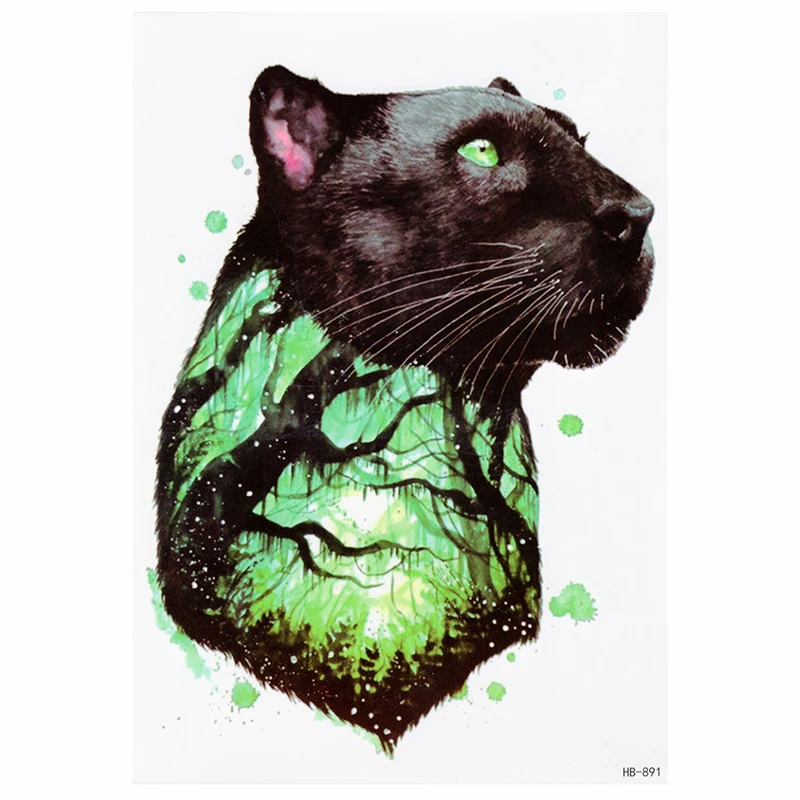 Черная пантера временная татуировка, племенная, 3D, мужская, женская, наклейки для нанесения татуировок на руку