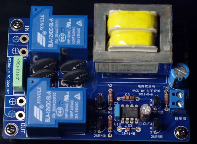 Relé de Alta Potência de Travamento Automático Delay Soft Start Power Board Amplificador Classe a 2500w 30a