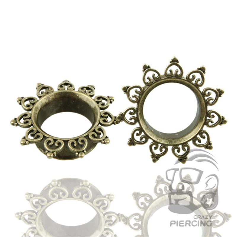 Новинка высокое качество медные пробки в виде цветков племени тоннеля серьги