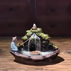 Курильница для благовоний Backflow, домашний декор, керамическая курильница с подачей дыма, держатель для палочек, курильница + 10 шт. конусов для благовоний