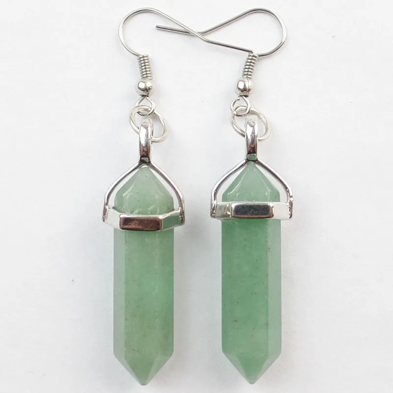 Зеленый авантюрин Шестиугольная точка Рейки кулон для исцеления чакр серьги