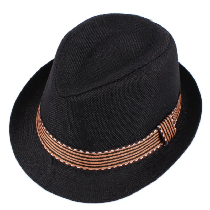 Черный Fedoras для мальчиков и девочек; модные однотонные солнцезащитные шапки и кепки; Детские шапочки; Британский Джаз; Модный благородный стиль темперамента для От 2 до 6 лет - Цвет: Черный