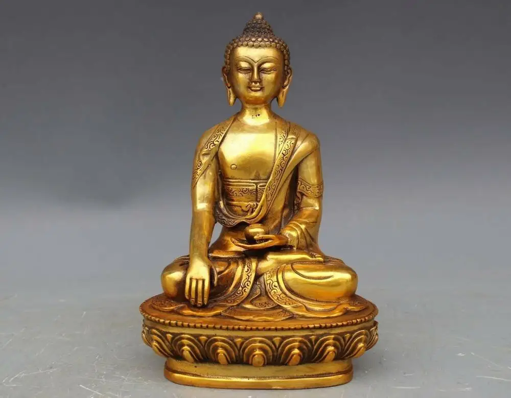 21 см китайский буддистский храм медная бронза amatorha Rulai Sakyamuni статуя бога Будды