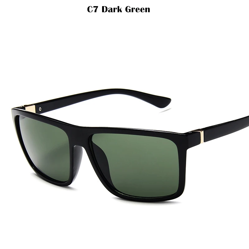 DarkGreen Квадратные Солнцезащитные очки Мужские брендовые дизайнерские классические зеркальные фотохромные солнцезащитные очки мужские солнцезащитные очки UV400 - Цвет линз: DarkGreen