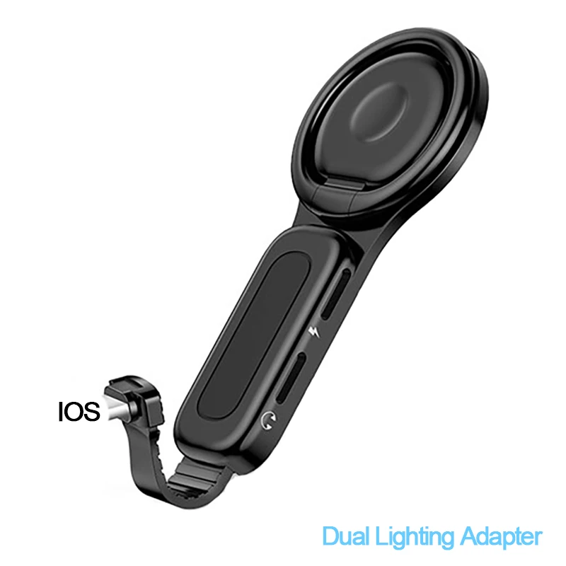 Double Lighting Для iPhone 7 8-3,5 мм аудио адаптер палец кольцо держатель быстрая зарядка OTG адаптер освещения зарядное устройство для наушников AUX разъем - Цвет: Double Lighting