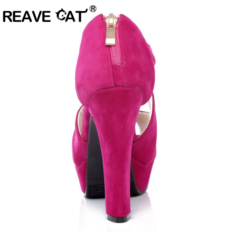 REAVE CAT/пикантные женские сандалии летние сандалии с открытым носком, на платформе, из искусственной замши, на высоком каблуке 12 см, обувь на высоком широком каблуке Свадебная женская обувь sandalias mujer A314