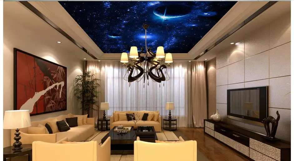 Индивидуальные 3d фото обои потолочные Фэнтези Вселенная Небо фрески гостиная