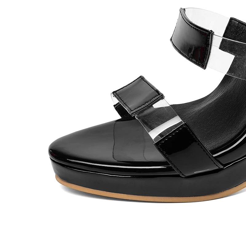 Босоножки женские на очень высокой шпильке модные сандалии с прозрачной молнией