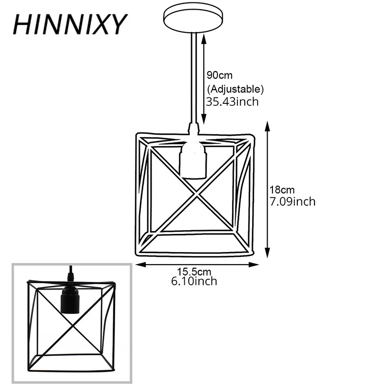 Hinnixy Уникальный дизайн квадратные железные подвесные светильники Украшение