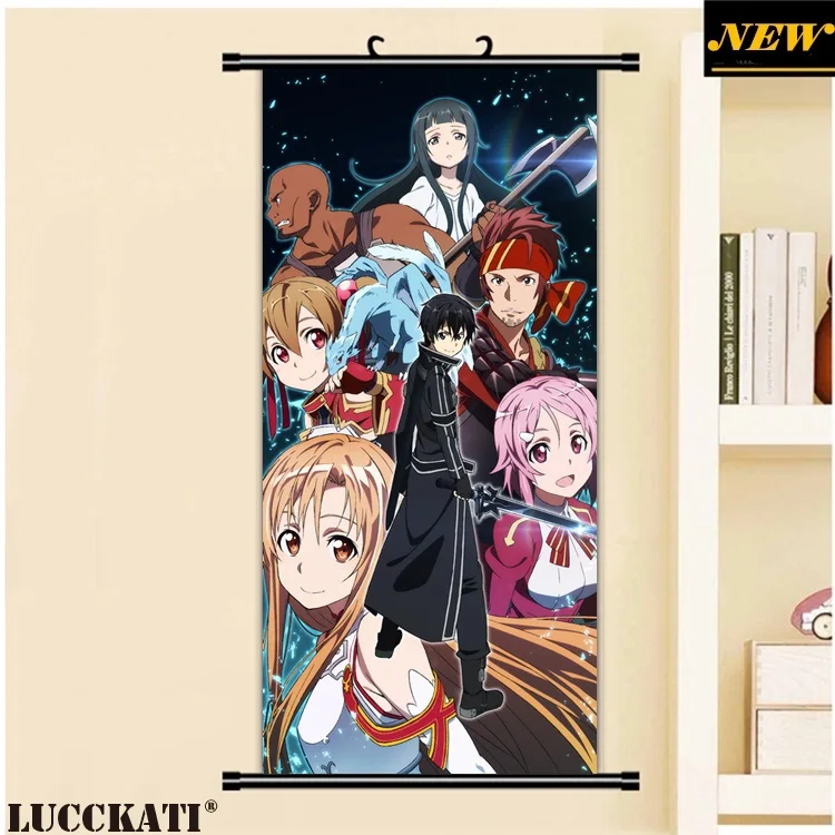 45X95 см Sword Art онлайн Sao Asuna Kazuto kirito мультяшное художественное искусство Настенная