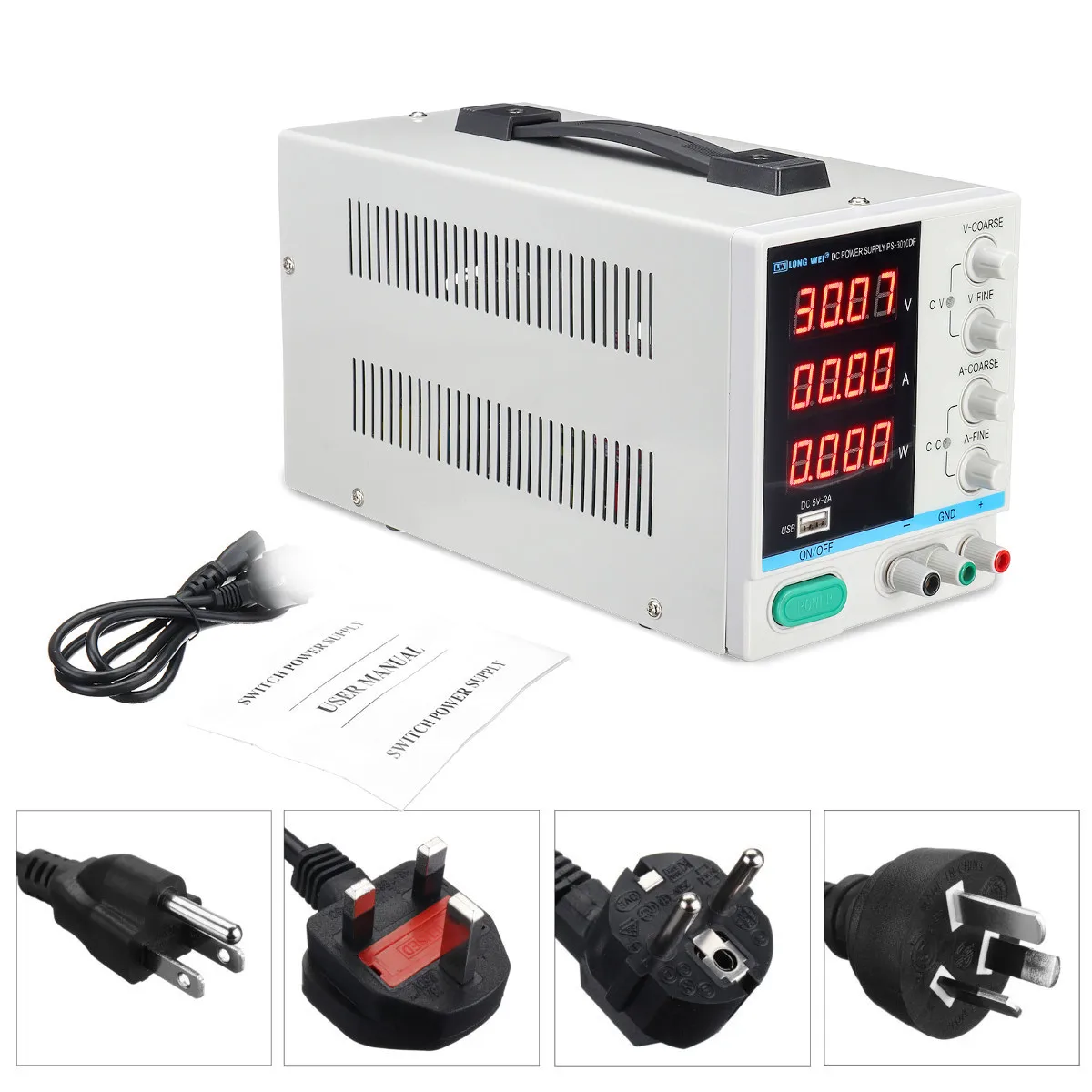 LONG WEI PS-3010DF 110 V/220 V DC Питание 30V 10A Точность Переменная светодиодный цифровый Lab Регулируемый W/USB