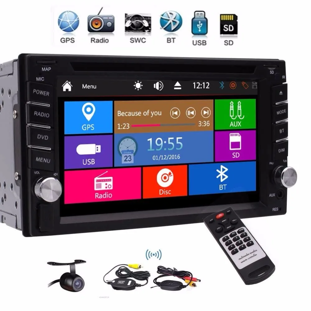 2 DIN стерео GPS навигации Поддержка 1080 P DVD CD audio плеер Sat Nav Радио Bluetooth USB SD AUX