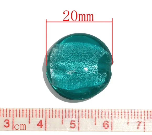 Стеклянные бусины DoreenBeads круглые голубые фольги диаметром около 20 мм (6/8 дюйма)