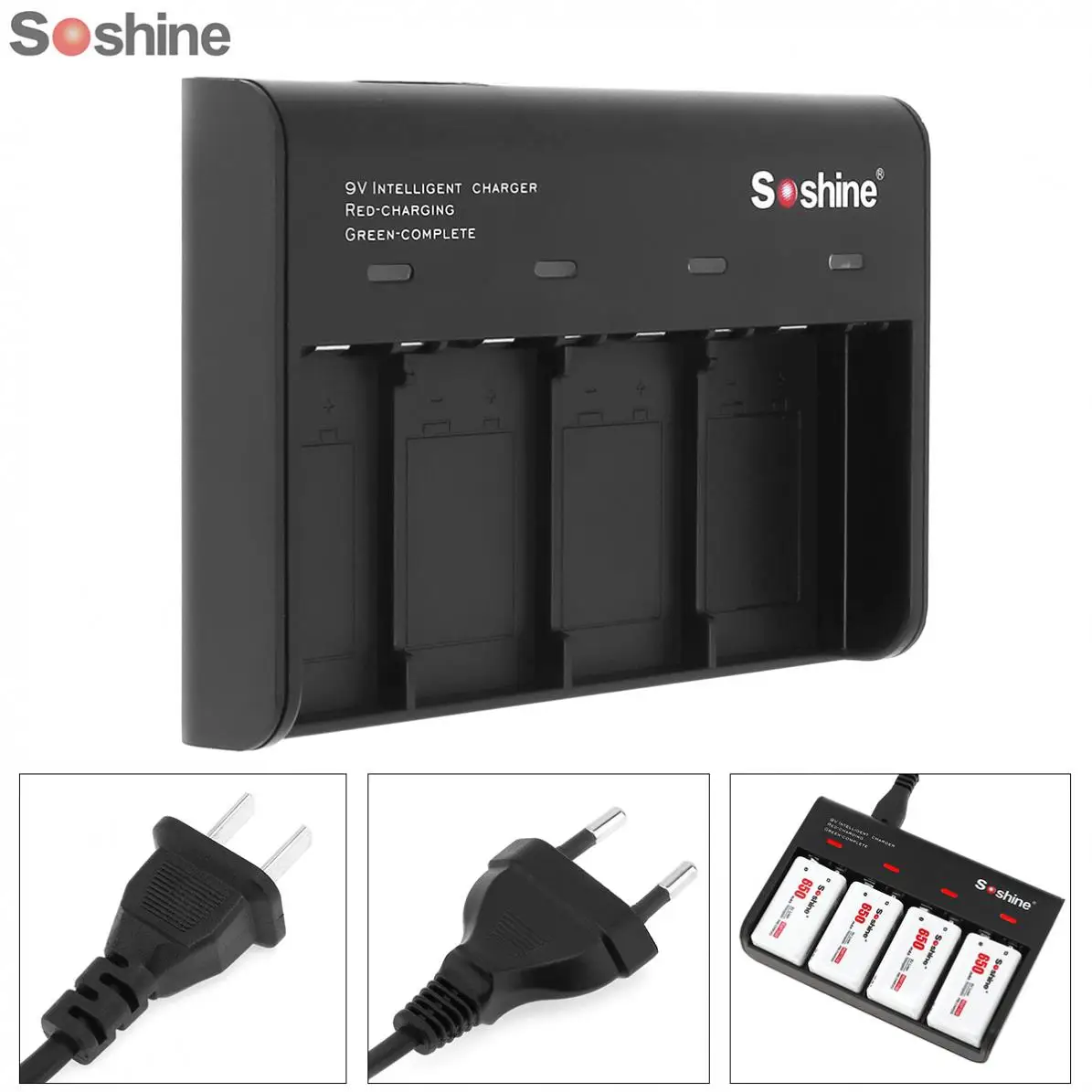 Soshine 4 шт./лот умное зарядное устройство со светодиодным индикатором для