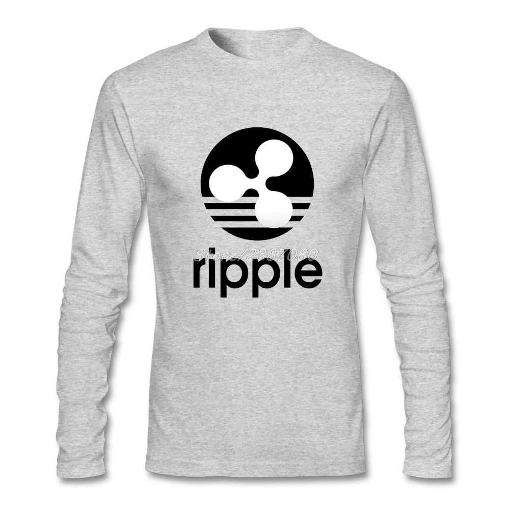 Риппл XRP криптовалюта футболка с круглым вырезом хлопок на заказ длинным рукавом