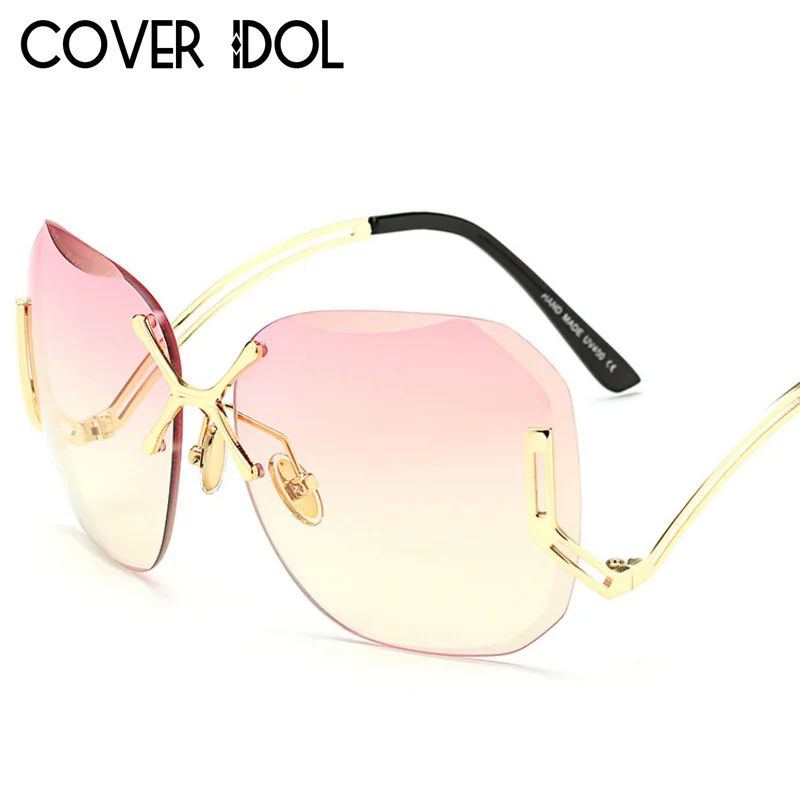 

Fashion Oversize Women Sunglasses Elegant Rimless Sun Glasses Female Brand Designer Sunglass UV400 DE0634