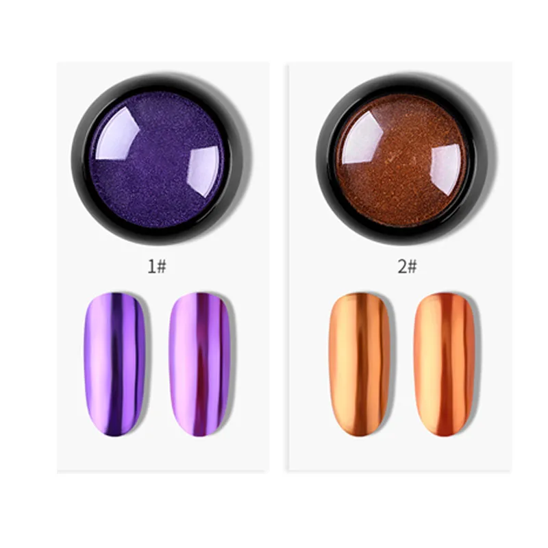 2pcs Type 1-2 Biutee, 8 цветов, голографическая Хромовая пудра для ногтей, тренды для ногтей, металлическая хромированная пудра и Радужный зеркальный эффект, ногти, хромированный маникюр - Цвет: 2pcs Type 1-2