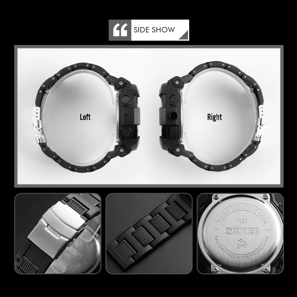 

SKMEI 1320 Chrono Sports Watches Mens LED Digital Quartz Watch Waterproof Electronic Military Men Wrist Watch Relogio Masculino