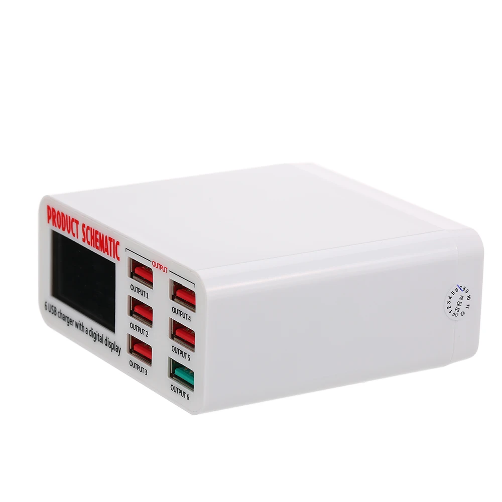 Зарядное устройство USB с Адаптер Hub Quick Charge 3 0 6-Порты и разъёмы 6A мульти Порты Wall