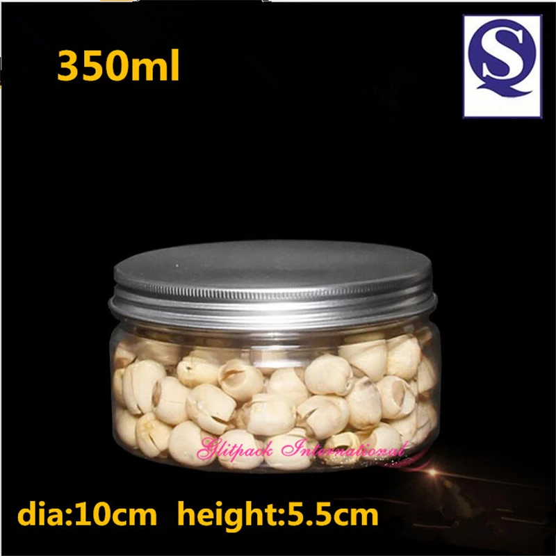 QS certification Safe PET Material Plastic food containers with lids Clear large plastic jars 350g food jar wholesale Canning