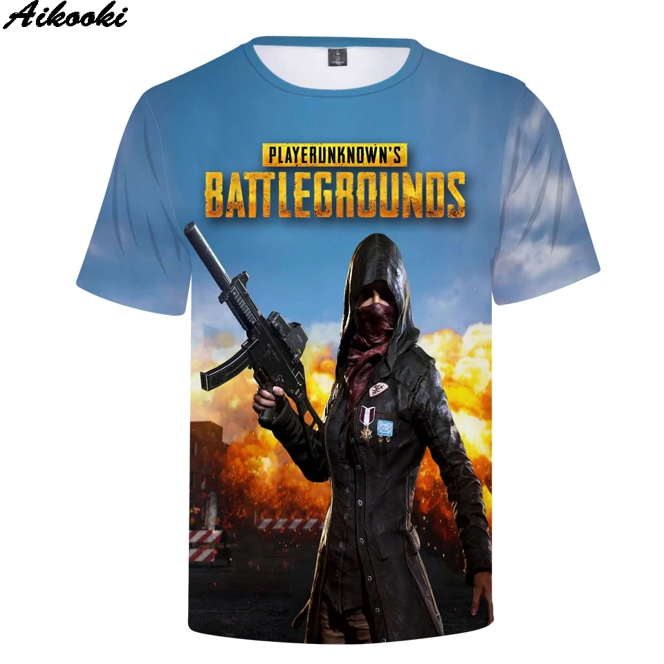 2014 г. хит продаж футболка с 3D принтом в виде игры PUBG стиле хип-хоп короткими