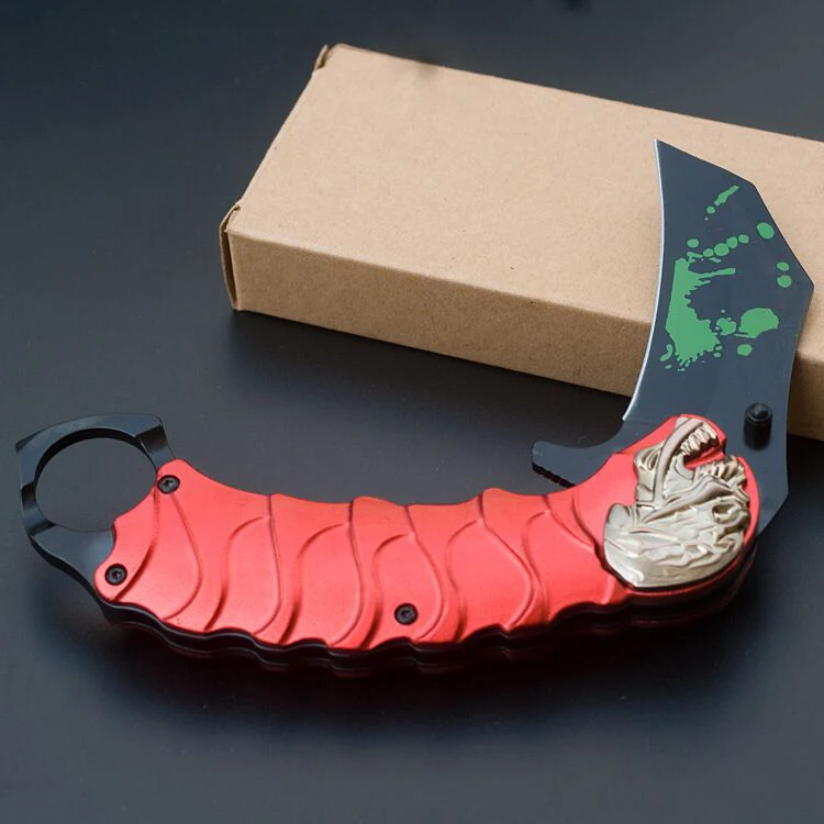 Karambit нож складной с красной ручкой EDC инструмент открытый тактический для